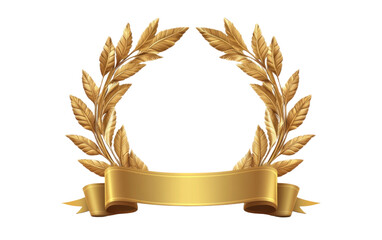 Gold leaf wreath with a ribbon in the center