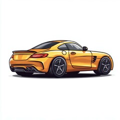 Sporty orange coupe parked against a white background showcasing sleek design and modern features