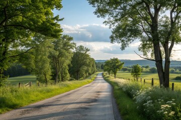 Fototapeta premium Serene Country Road Peaceful Landscape Photography