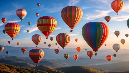 Obraz premium Colorful balloons drifting peacefully in the sky