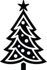 Christmas tree outline icon isolated on transparent