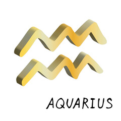 3d aquarius zodiac sign Esoteric symbol Astrology clipart Element for design