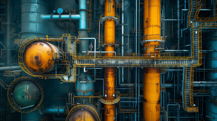 Pipeline system in the factory connected with various valves and cylinders
