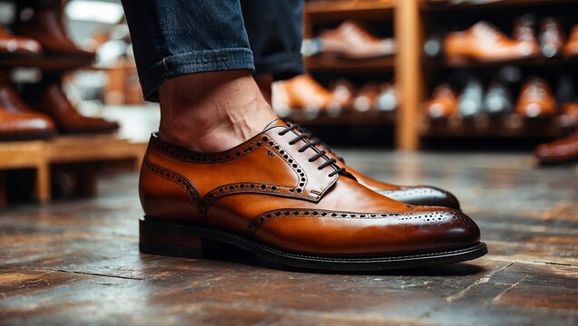 Crafting stylish men's shoes in a workshop