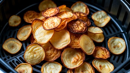 Crispy golden potato chips made in air fryer