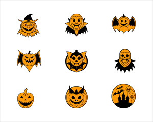 Halloween Pumpkin Faces Vector Bundle Premium Jack-o'-Lantern Clipart Set for Sublimation, Stickers, T-Shirts, Invitations & Party Decor.