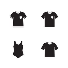 Naklejka premium Simple black and white clothing icons set