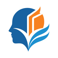 Education Logo with Book and Human Head