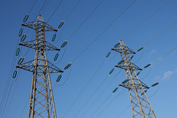 high voltage air channels on sky background