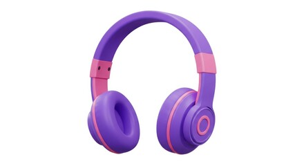 Purple and pink headphones isolated on white background