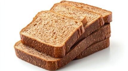 Stack of Sliced Whole Wheat Bread on White Background