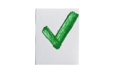 Green check mark is drawn on a white background