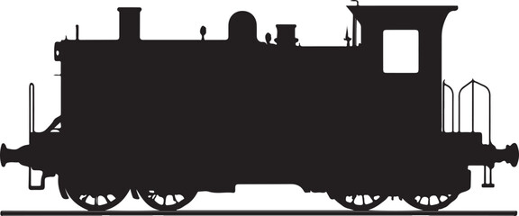 Fototapeta premium Locomotive Train Steam Engine Silhouette Vector Illustration on Transparent Background
