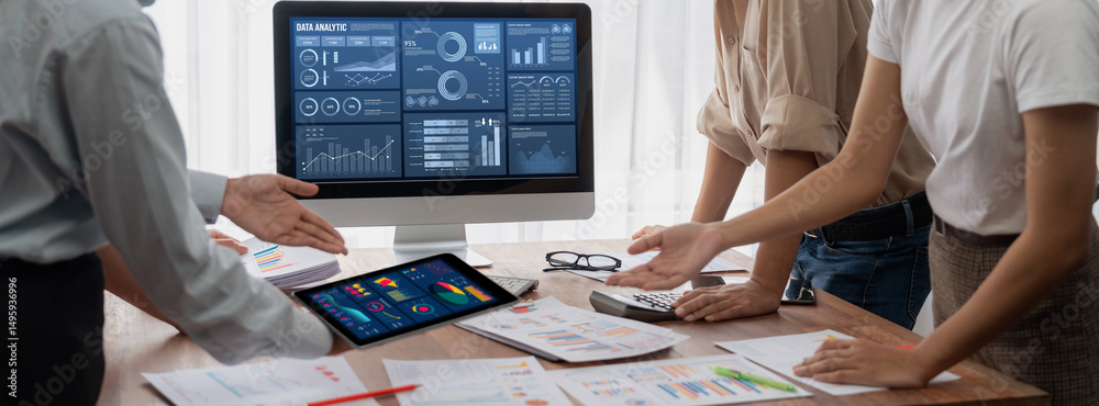 Leinwandbilder business data dashboard provide business intelligence analytic for marketing strategy planning brisk
