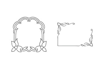 Elegant vector frame designs in black and white featuring floral and corner decorative elements