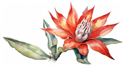 Vibrant Watercolor Tropical Flower Isolated on White