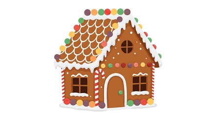 Gingerbread House with Candy Decorations and Icing Detail