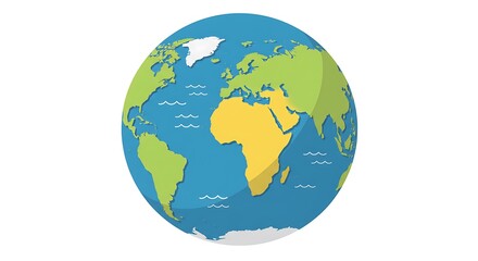 Fototapeta premium Globe Illustration Showing Continents and Oceans on White