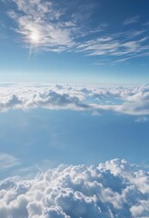 Brilliant cerulean expanse dotted with pristine white cirrus clouds , landscape, outdoor