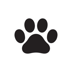 Black paw print icon design featuring animal tracks in a circular vector style