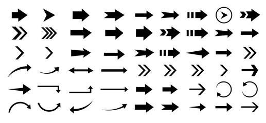 Collection of arrow icon. Black arrows directional arrow vector icon. Simple arrow set on white background, Vector illustration.