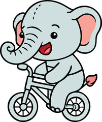 cute elephant riding a bike