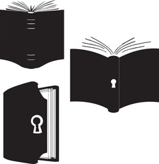 Silhouette of Locked book breaking open represent vector