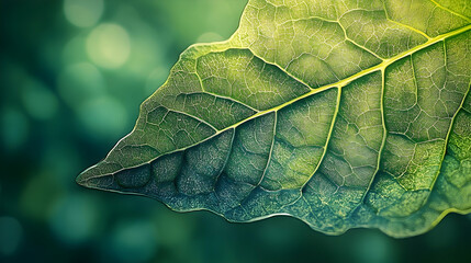 Fototapeta premium Close-up view of a leaf's intricate vein structure.