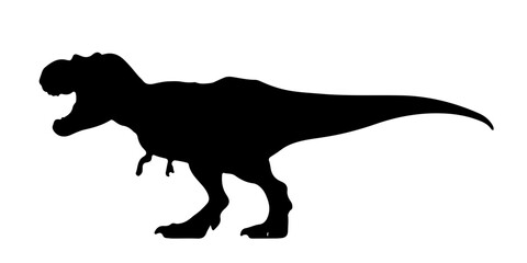 Large silhouette of tyrannosaurus rex dinosaur with extended tail
