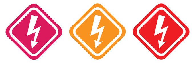 Warning sign. Dangerous electrical voltage icon set. High voltage sign. High voltage sign set, danger of electricity icons. High voltage icon.  eps 10