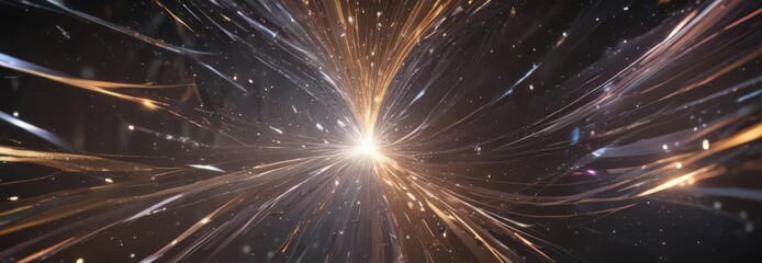 Fototapeta premium Abstract backdrop of swirling, multifaceted light refractions , beam, glitter, flare