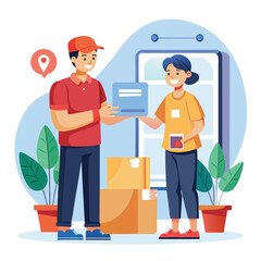 Delivery Service Man Giving Package to Customer