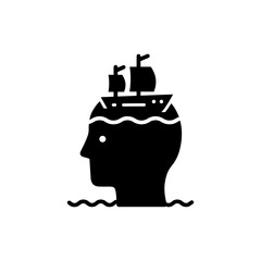 Boat Floating in Head Representing Navigating Thoughts