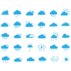 clouds icons set different style and forms