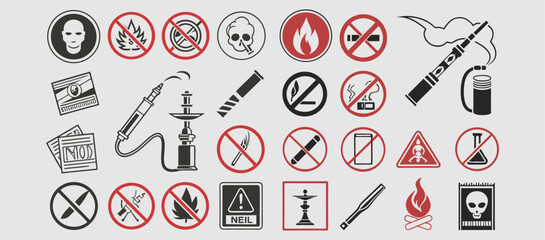 No smoking, No vaping combined sign. High resolution vector icon. Vector illustration eps file.