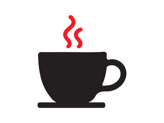 Simple black silhouette of a hot coffee cup