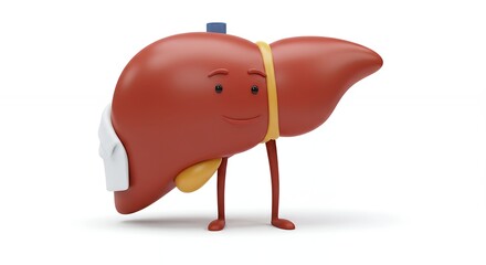 Cartoon liver illustration with bandage