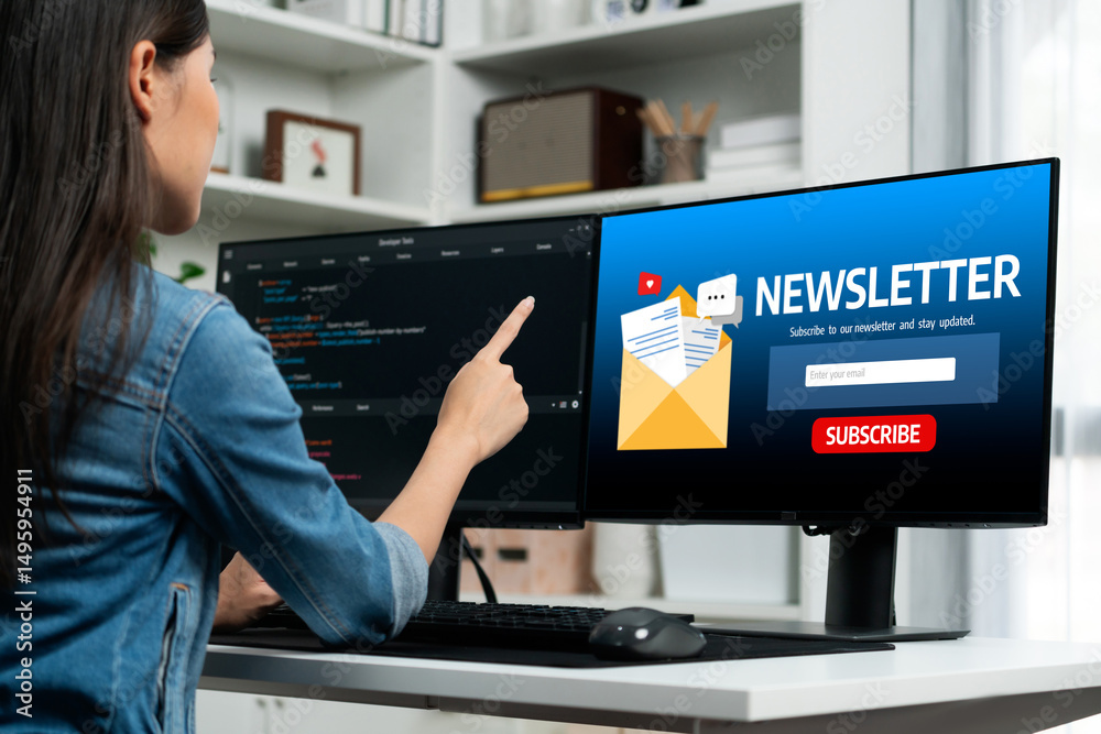 Poster newsletter signup page on computer for customer to subscribe brisk newsletter update information to 