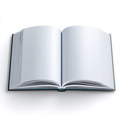 Open book with blank pages mockup on white background