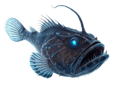 A deep sea anglerfish image isolated on transparent background