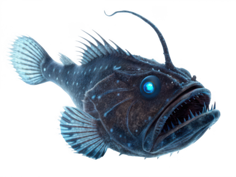 A deep sea anglerfish image isolated on transparent background