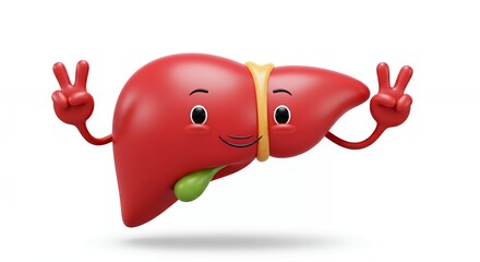 Fototapeta premium Friendly cartoon liver illustration
