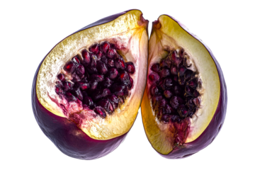 Ripe Passiflora Seeds and Fruit Halves, Cut Out Transparent