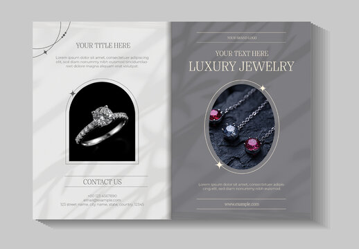 White And Grey Jewelry Brochure Promotion Luxury Elegant Catalog Template