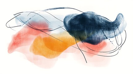 Abstract scribble texture with soft watercolor fill