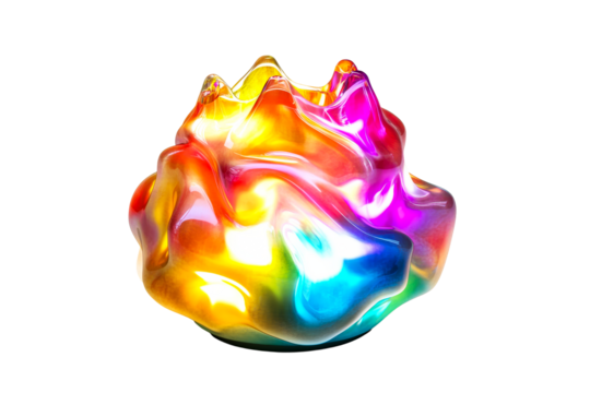 Iridescent Sphere Blob with Liquid Reflections, cut out transparent