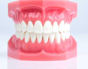 Obraz premium Dental model showing perfect teeth and gums. Symbol of oral hygiene, dental care, education, and anatomical study. Useful for presentations, articles, or ads.
