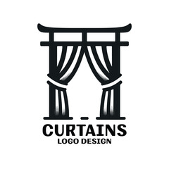 Curtains Vector Logo Design