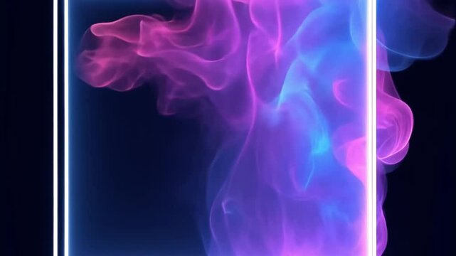 Abstract Animation of Purple and Blue Smoke Flowing Fluently, Modern Motion Background Video