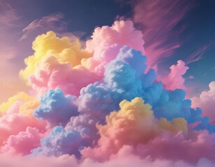 Fuzzy pink-blue-yellow blend, abstract cloud effect, yellow, overlay, texture
